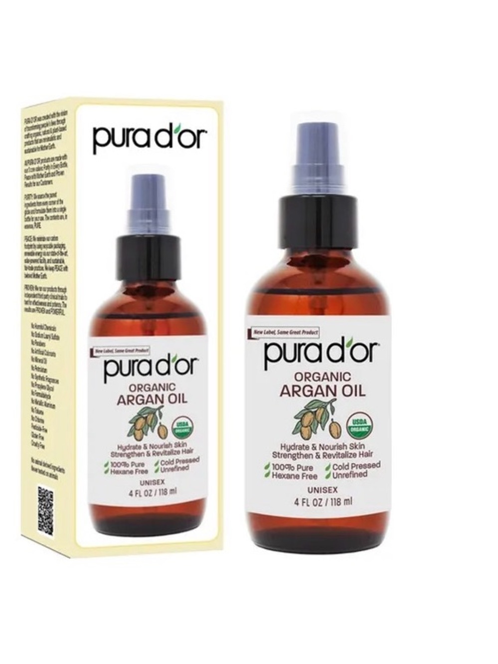 Pura dor | Unisex Organic Argan Oil | Hydrate Nourish Strengthen Revitalize NWT